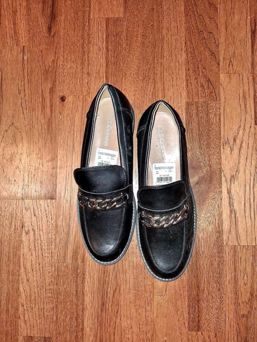 BCBG Chain Detail Black Loafers